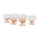 Set of 6 walking glasses in pink crystal, vintage, 1950, mid century