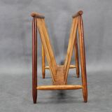 1960s uluv solid beech magazine stand, czechoslovakia