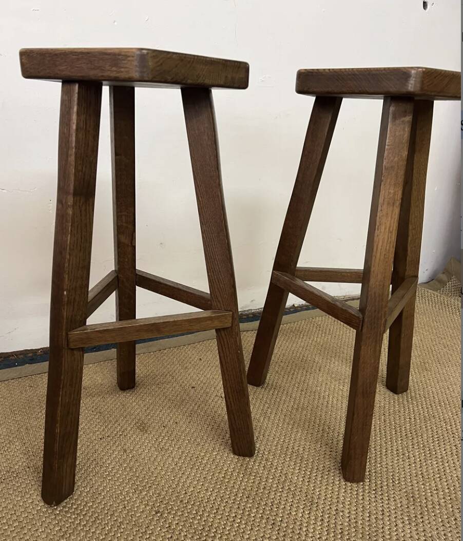 Pair of Vintage Brutalist Bar Stools