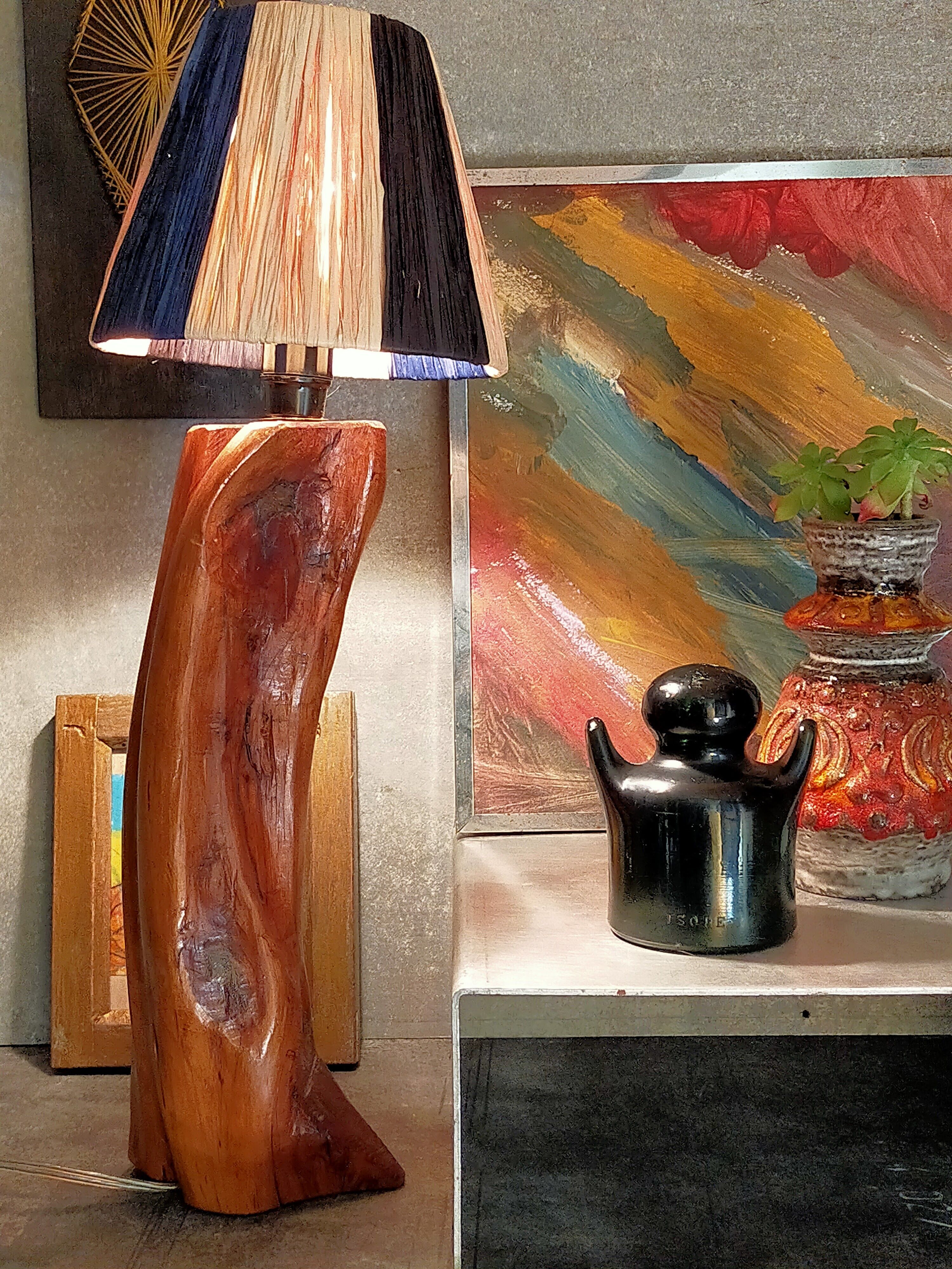 Free-form solid wood pose lamp in 1950s