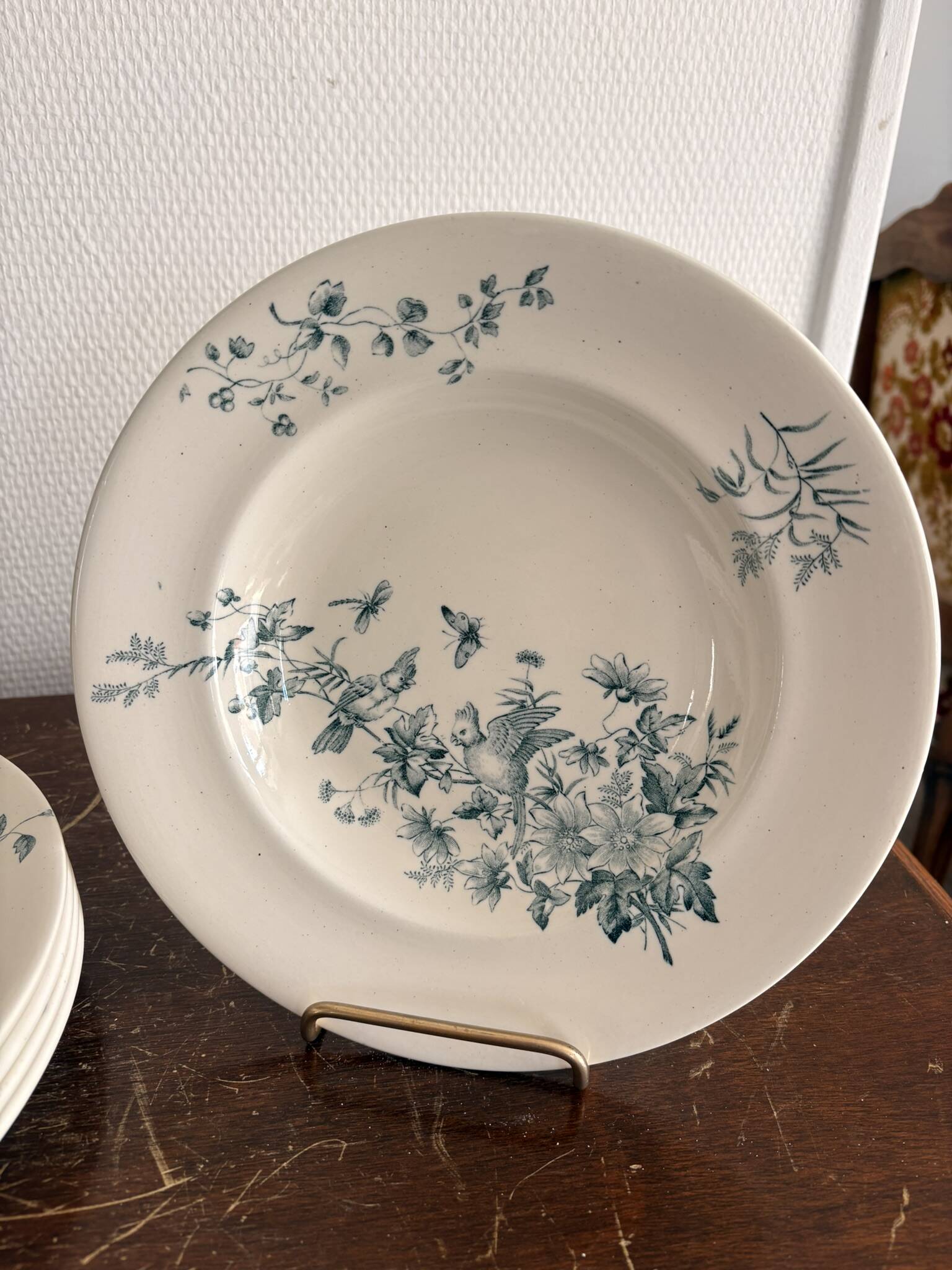 Lot 6 Plate Plates Faience Longwy Model Mignon