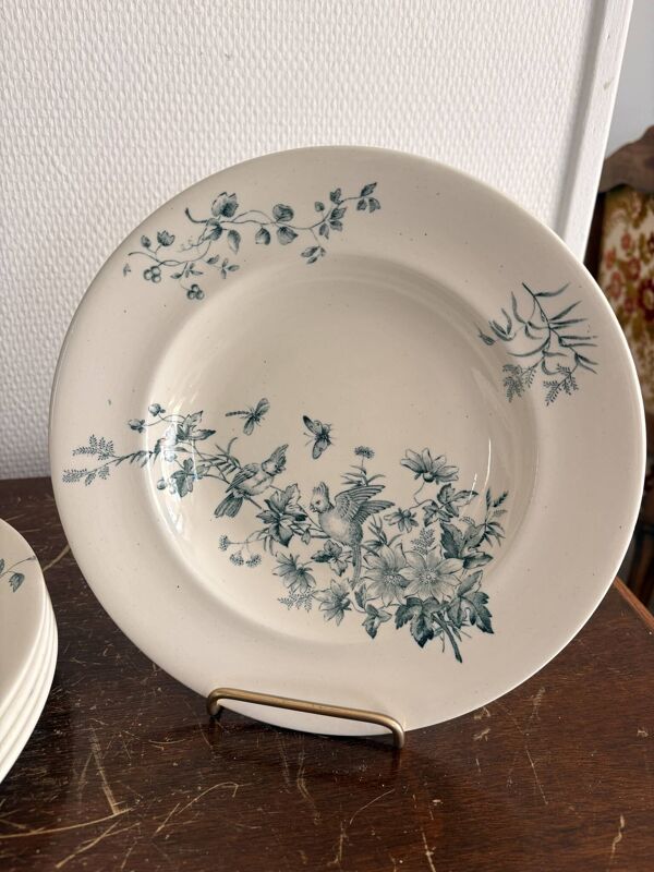 6 assiette plates en faïence Longwy modèle Mignon