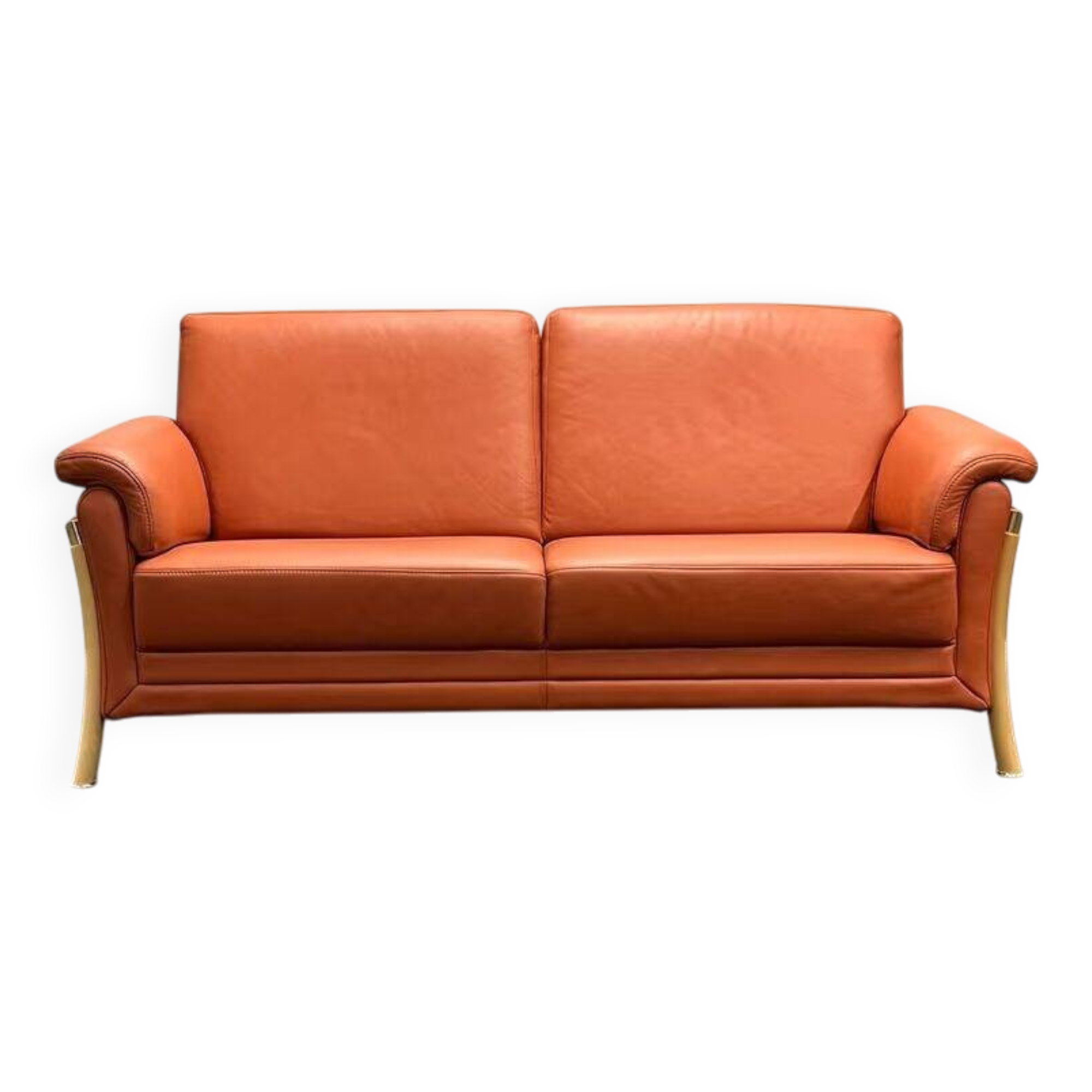 Himolla 2-Seater Orange Leather Sofa