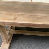 Renovated farmhouse dining table in raw solid wood 200cm 20th century