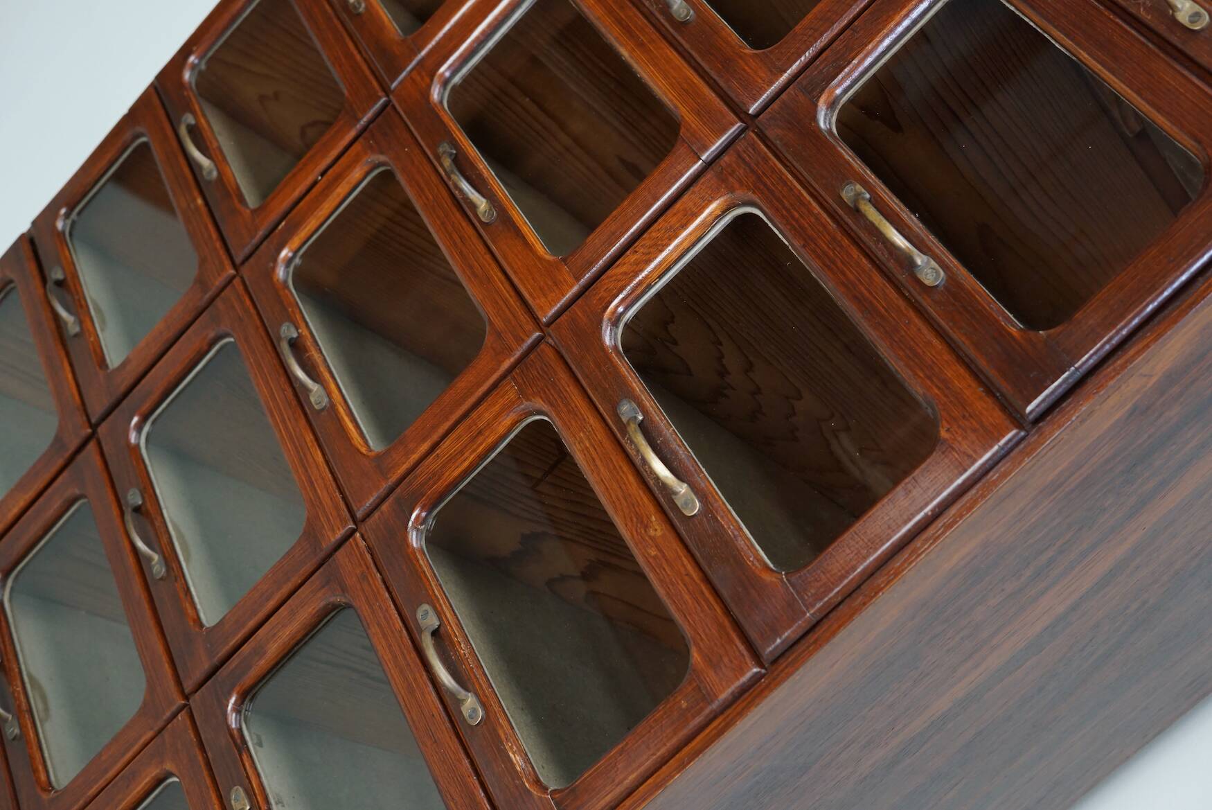 English Haberdashery Shop Cabinet with Glass Fronted Drawers, Circa 1930s