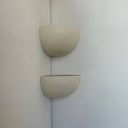 Pair of vintage corner sconces, matte white porcelain, France 1970