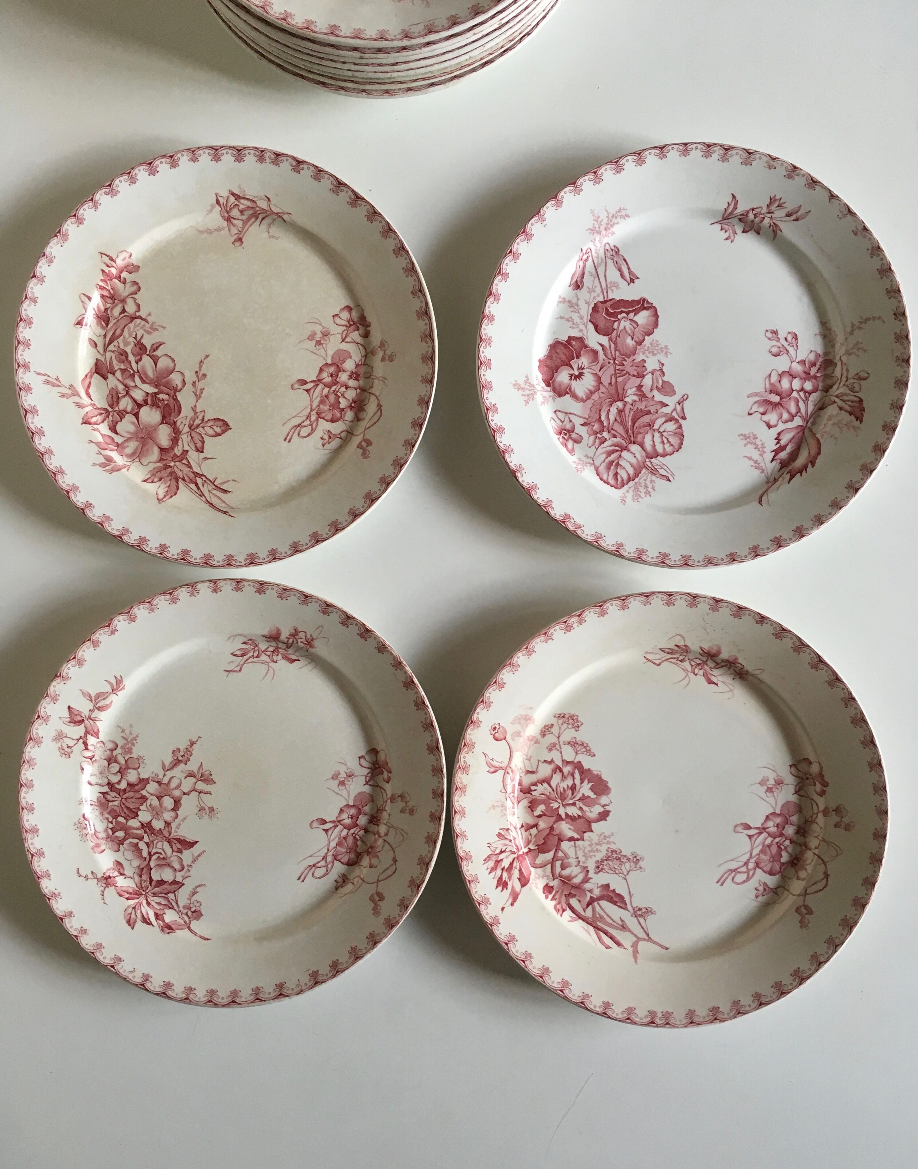 Set of 12 dinner plates of Sarreguemines land of iron décor Vega early 20th