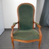 Fauteuil Voltaire tissus velours vert fin XIXe - début XXe siècle