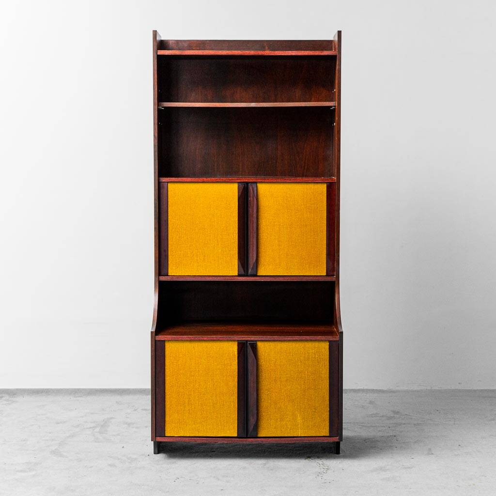 Libreria mobile legno tessuto anni '60 vintage modernariato