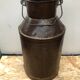 Old milk pot + metal lid vintage decoration
