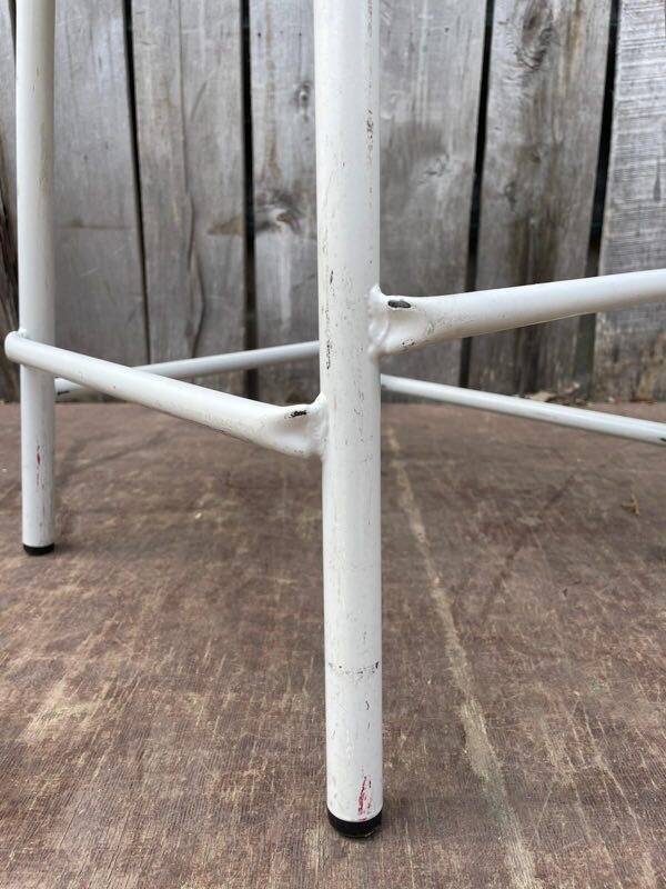 Vintage industrial stackable stool in wood and metal