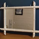 Mirror patinated white wood frame 58x47cm