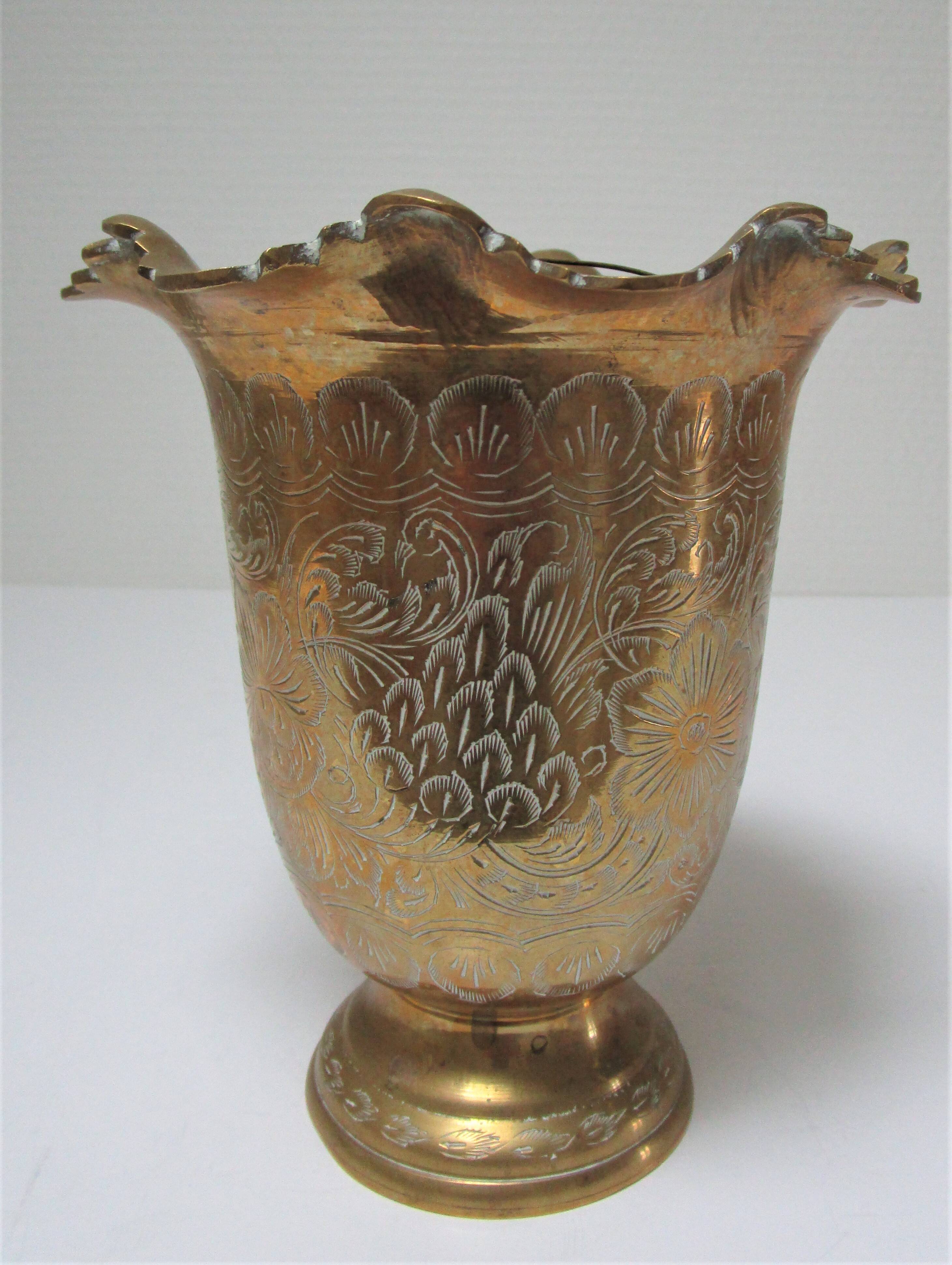 Vintage solid brass flower spike vase