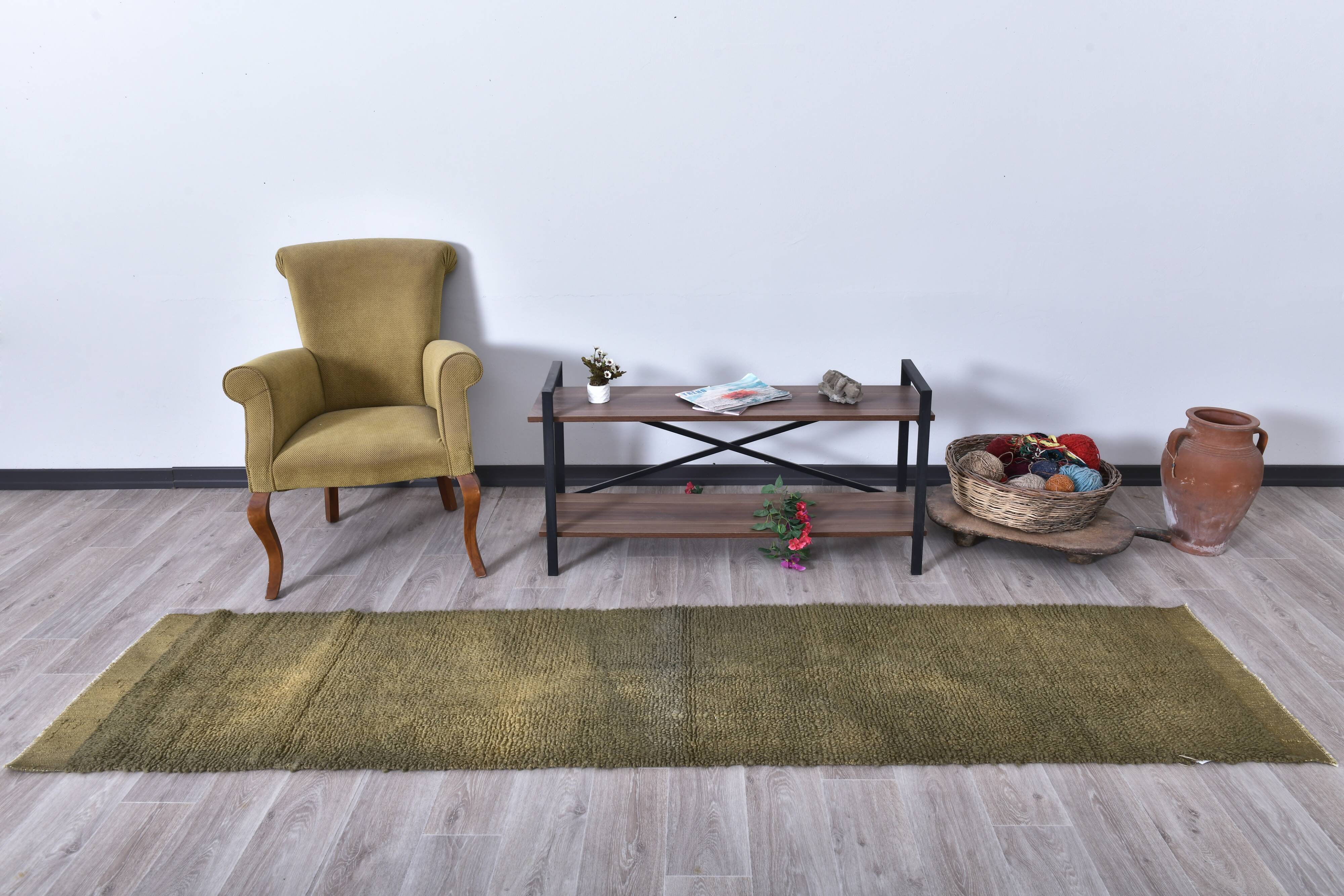 Dark Green Turkish Vintage Runner Rug 65x298Cm SK 241300