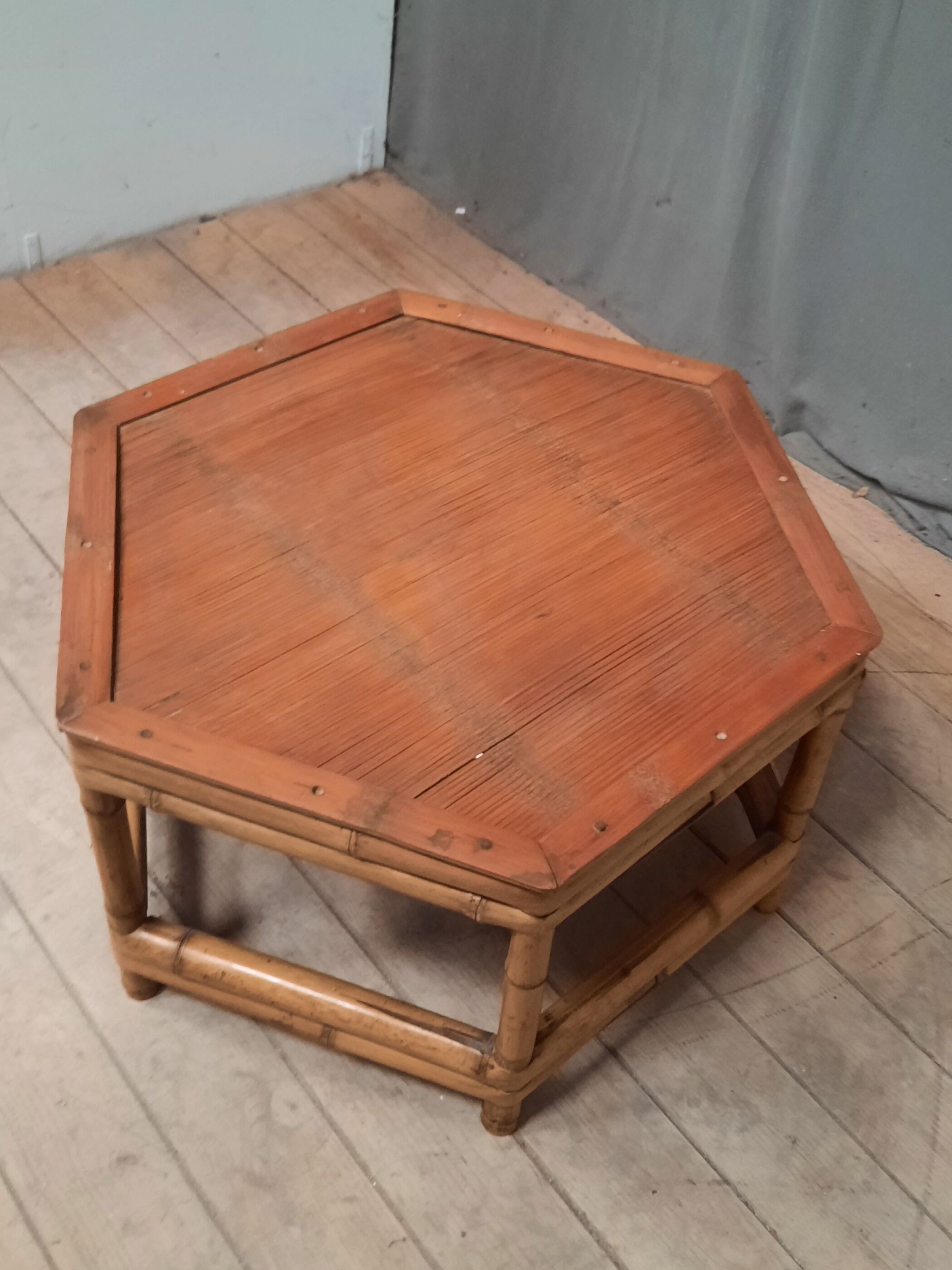 Hexagonal bamboo coffee table