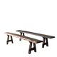 Table et bancs en bois brutalistes