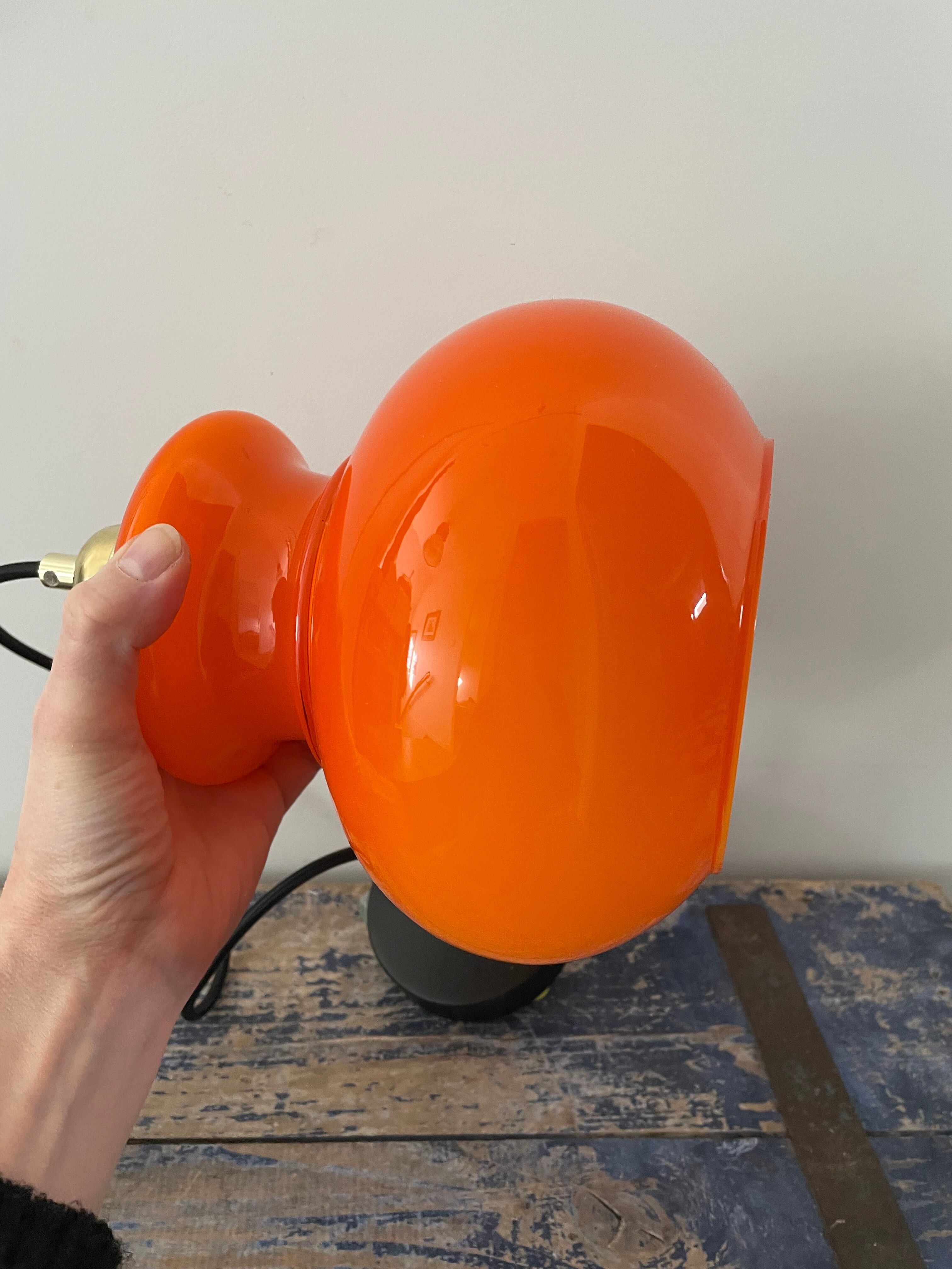 Vintage pendant lamp in electrified orange opaline to nine