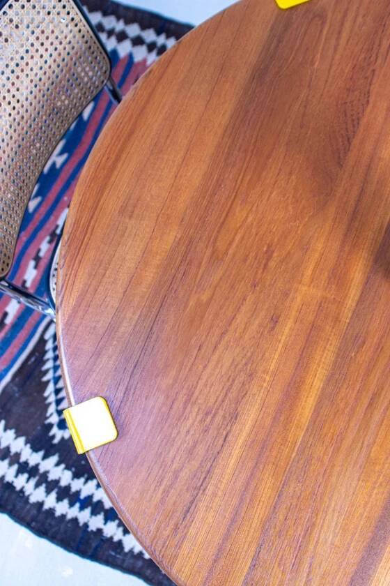 Vintage Teak Round Dining Table, Mid Century Danish