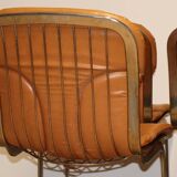 Series of 6 vintage Cidue Italy chairs in leather and metal, 1970s
