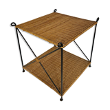 Wrought iron coffee table and braided wicker 50s-60s