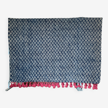8 x 10 100% Cotton Handweave/Handblock Indigo Rug,Home Decor,Dinning Area,Floor,Living,Indigo Fabric