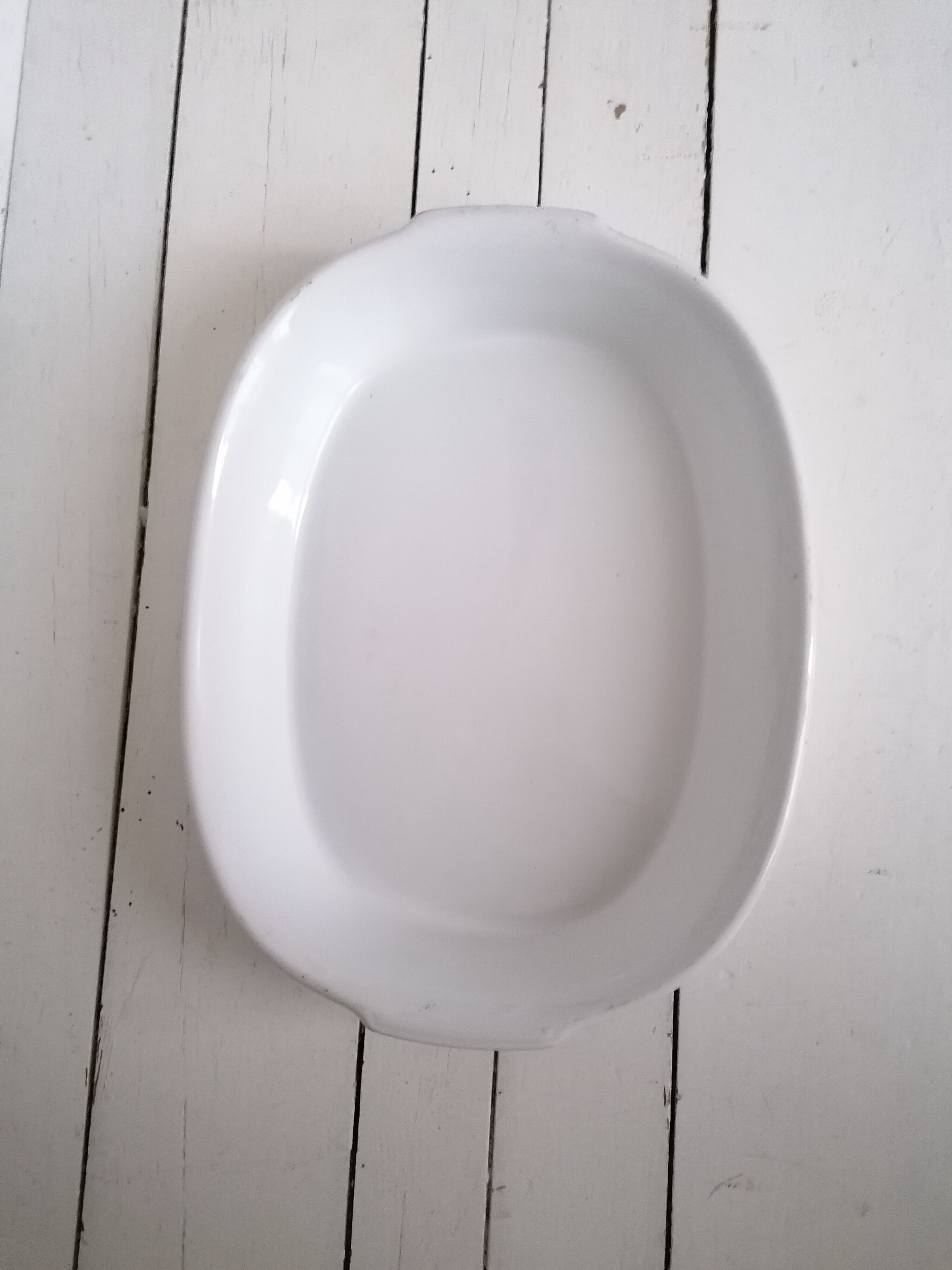 Aluminite Frugier gratin dish, porcelain with fire