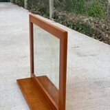 Scandinavian mirror with wooden shelf 80x65cm