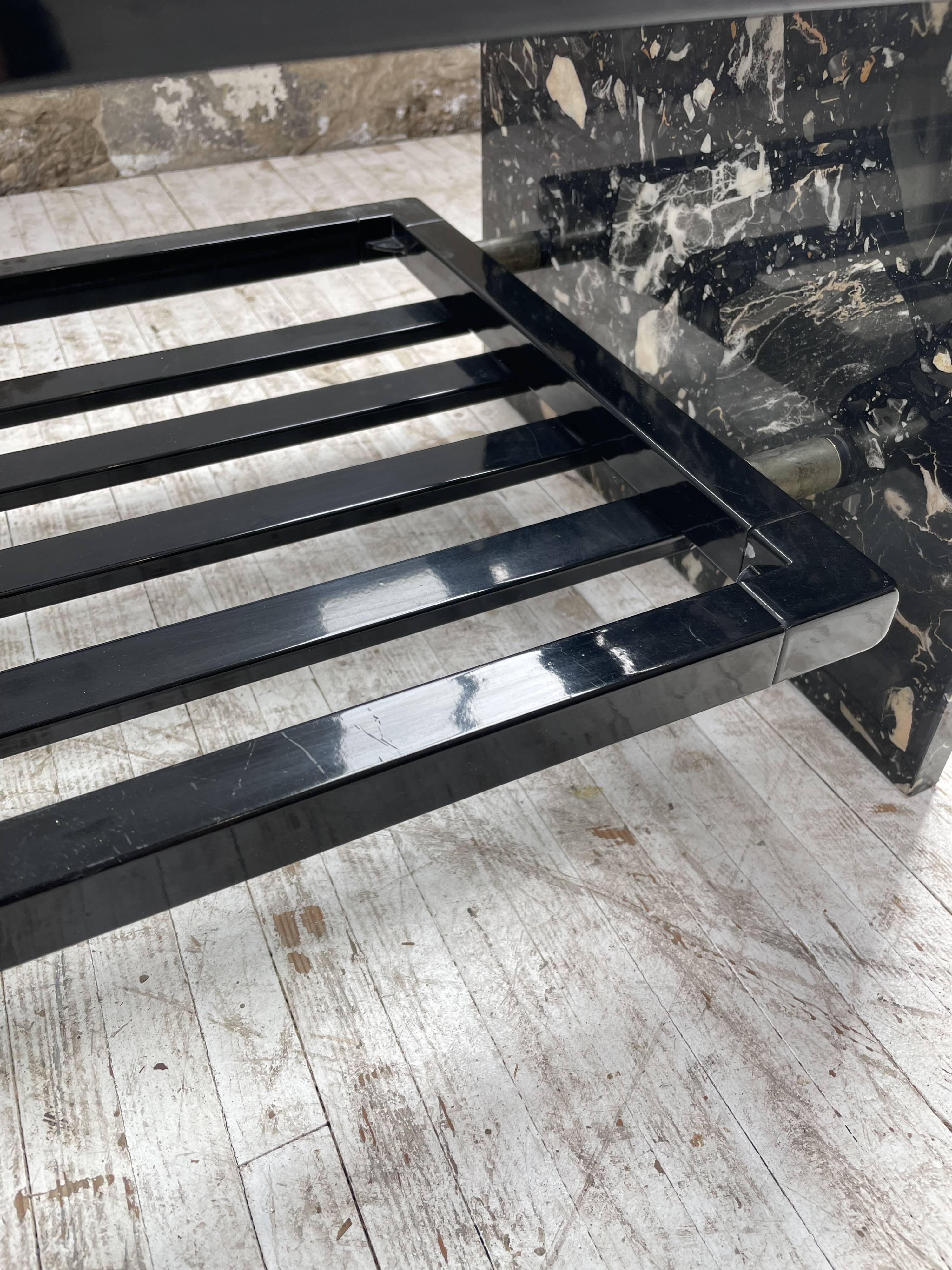 80s Italian marble and glass coffee table