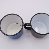 Pair of enameled steel mugs