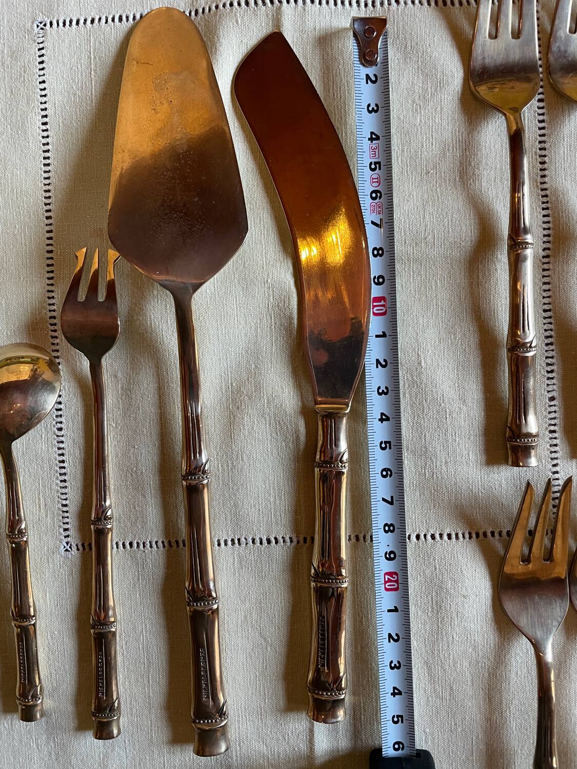 16 Bamboo nickel bronze dessert cutlery