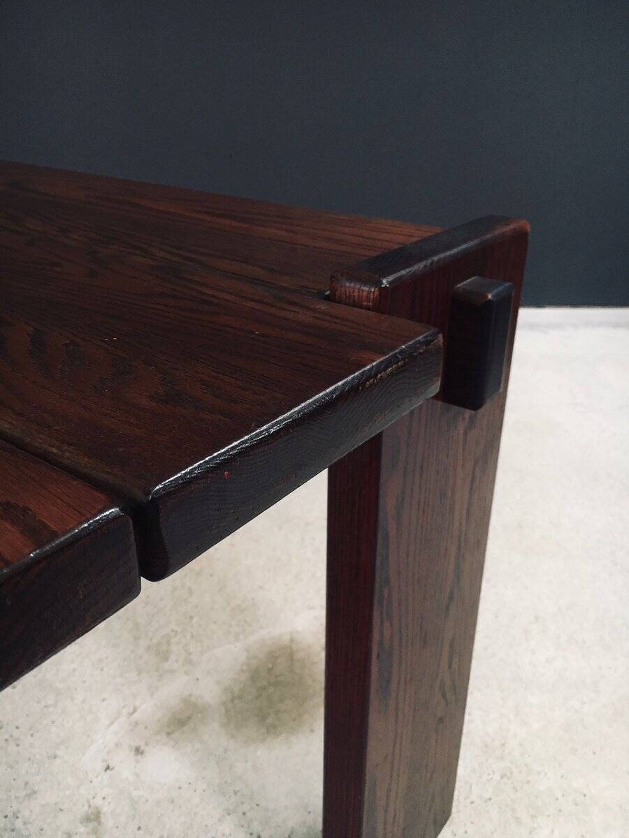 Constructivist Oak Dining Table, Belgium, 1960s