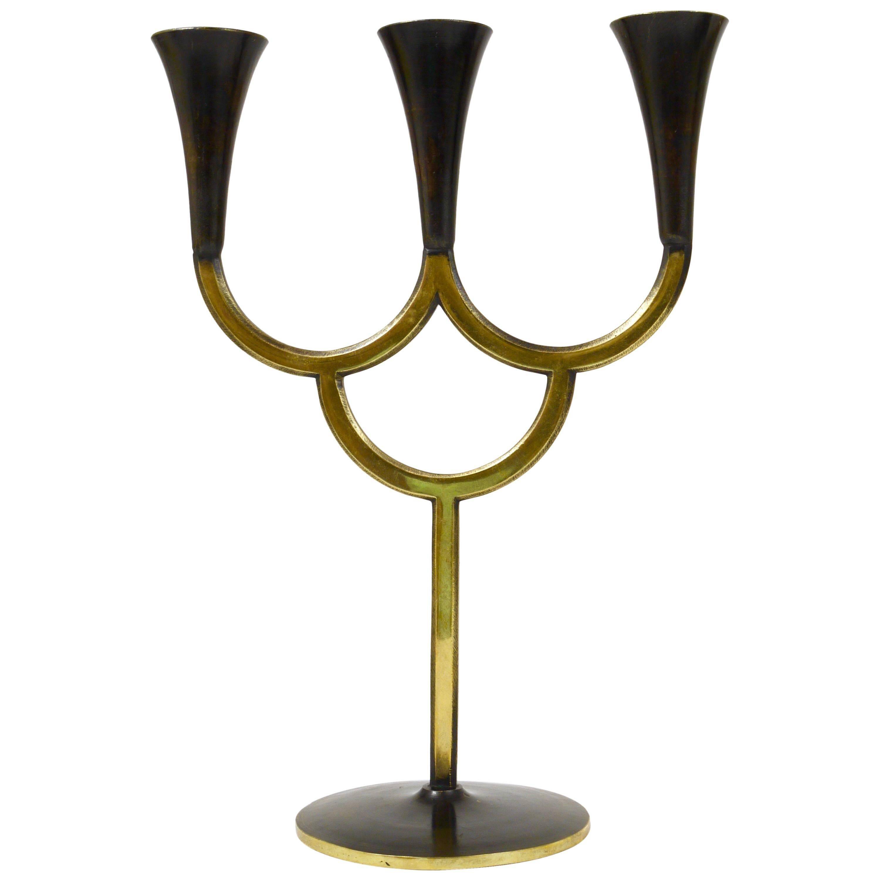 Brass chandelier by Richard Rohac, mid-century candle holder, Vienna, Austria, 1950s.