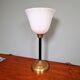 Large Art Deco table lamp, in brass and white opaline, 1920s-3