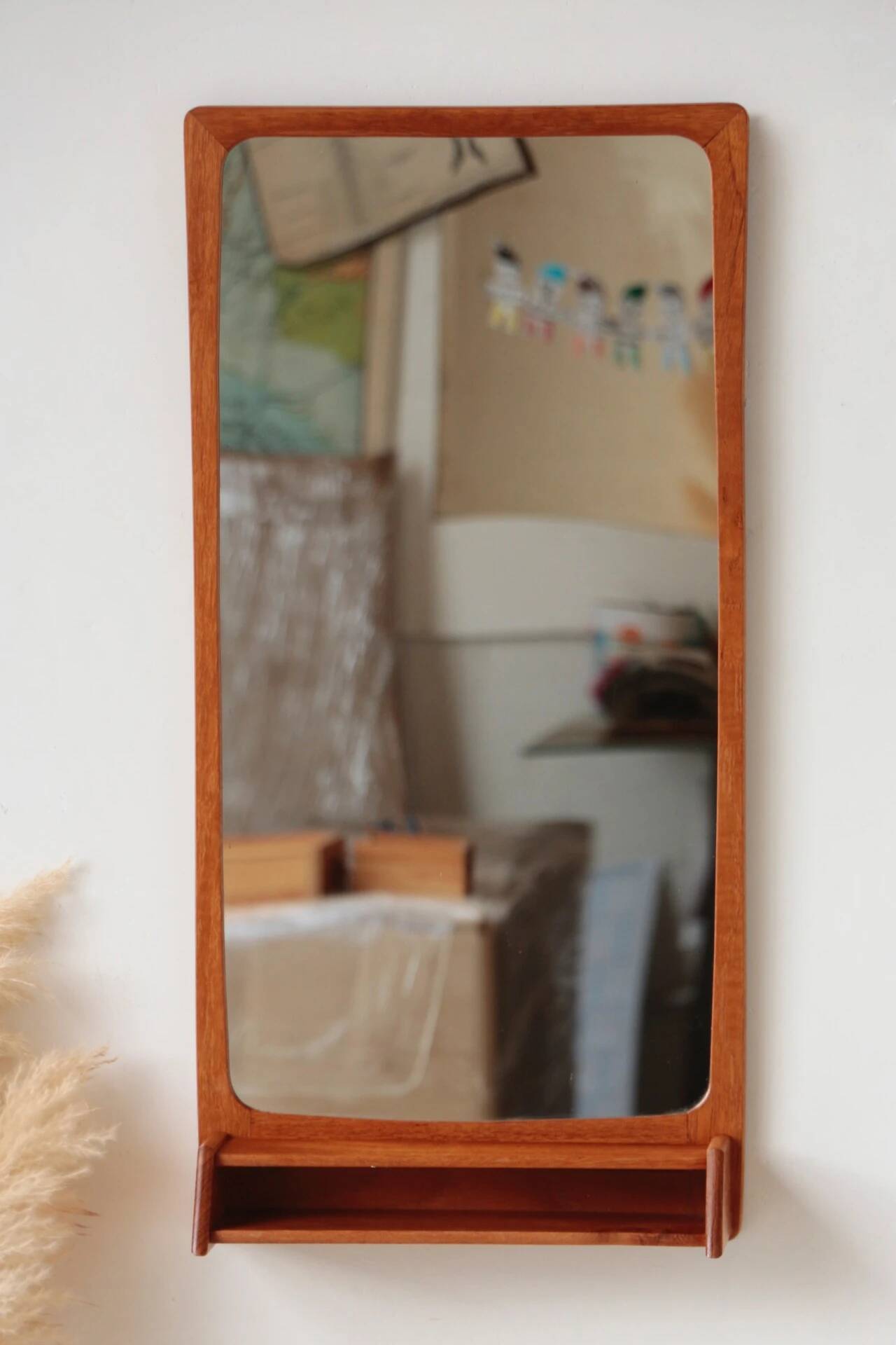 Teak mirror with shelf | Vintage 1960s Danish design