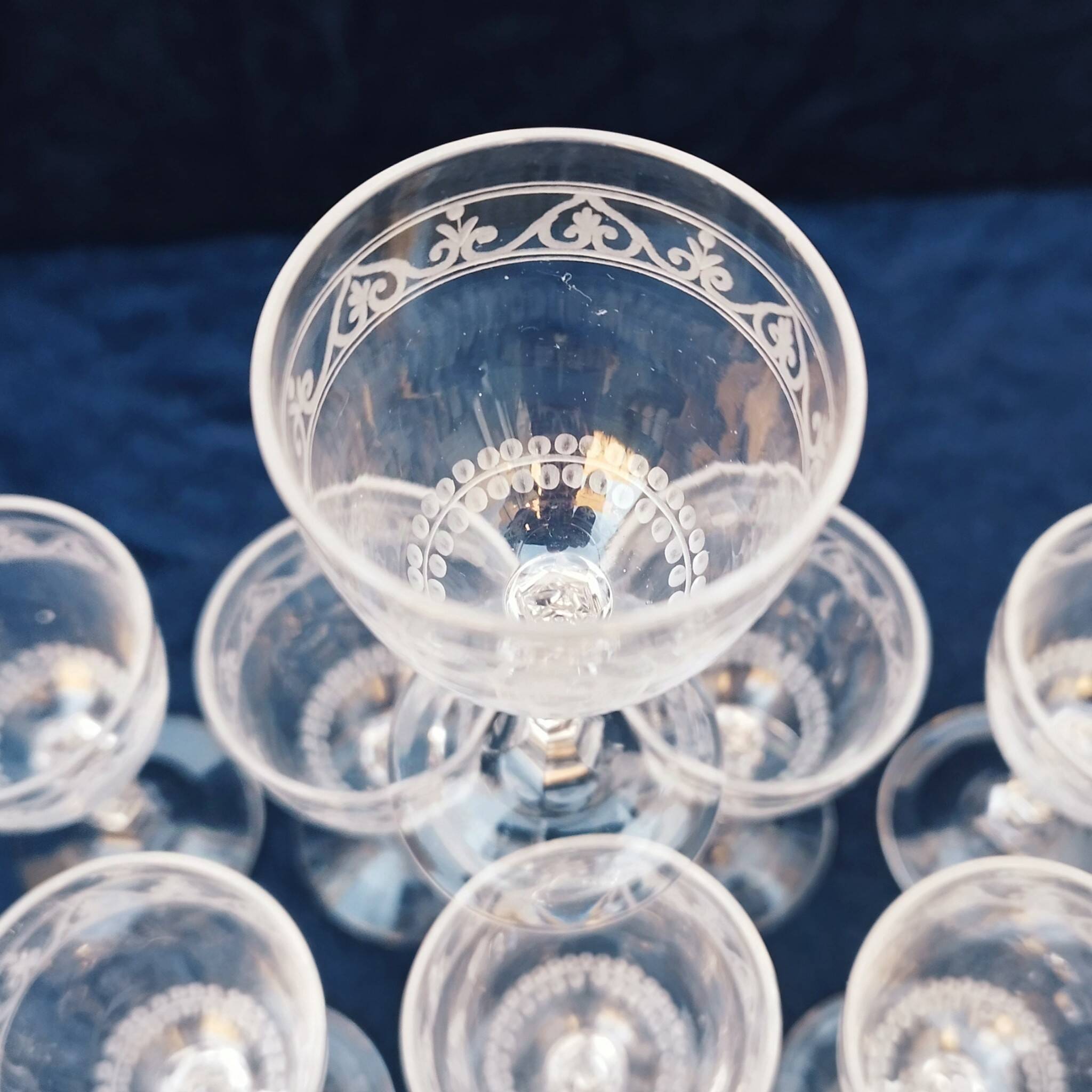Baccarat crystal port/aperitif glasses monogram