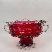 Raspberry red glass jardinière, taste of Auguste Jean or Legras.