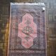 Tapis en laine fait main de style oriental rectangulaire Pakistan 1990 vintage rose gris