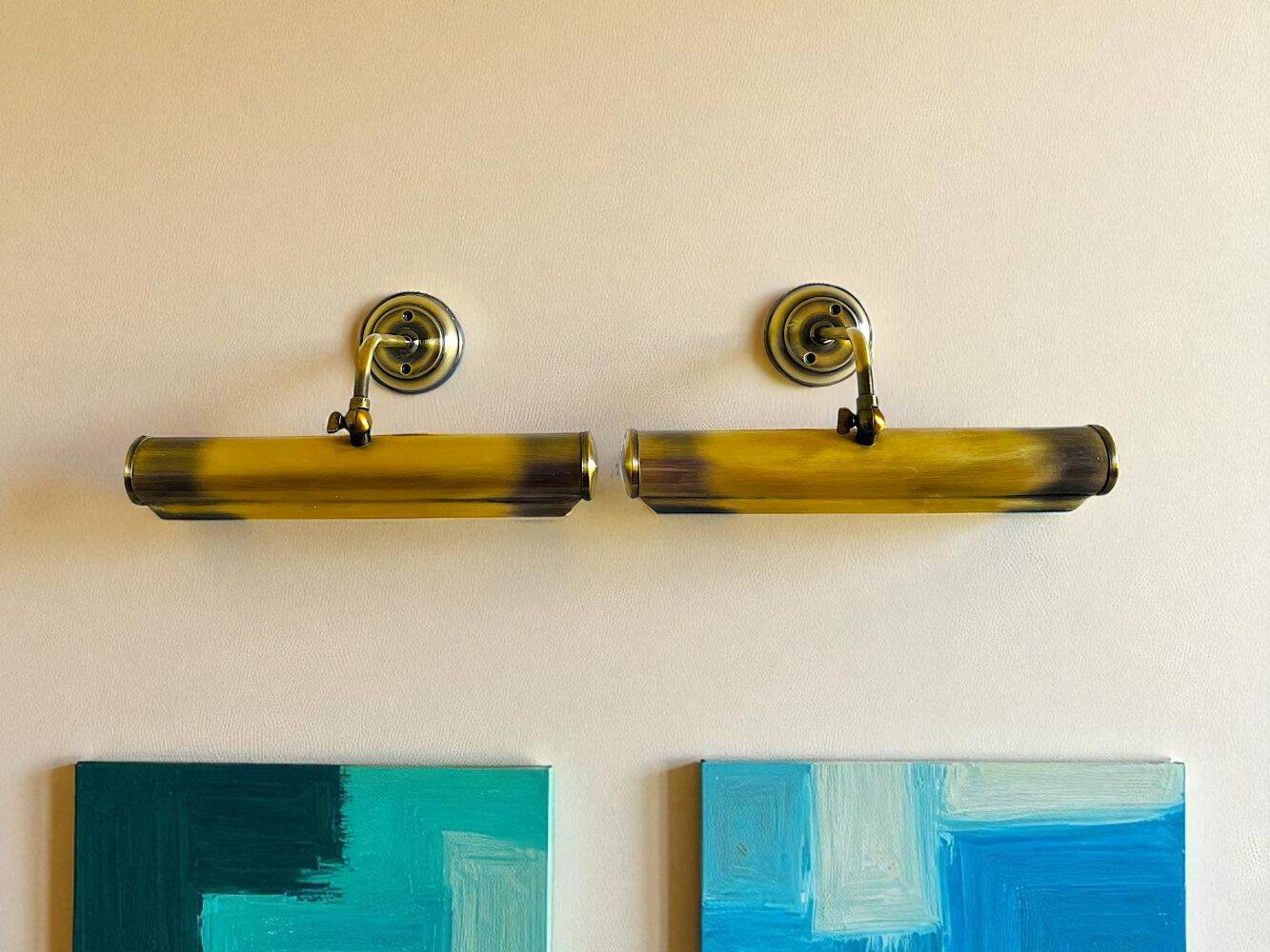 Pair brass wall picture art lights