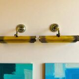 Pair brass wall picture art lights
