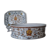 Hand-painted Toussi Court plate or tray and planter set