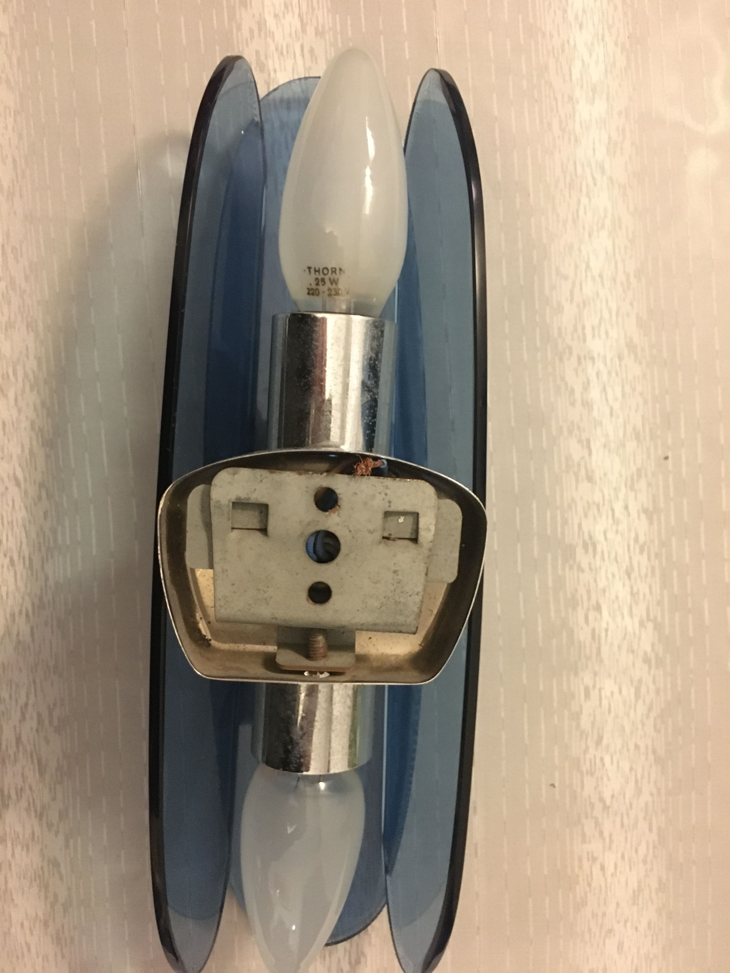 Lustre et applique en verre bleu