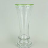 1970s glass VASE by eisch thick clear glass and bubble glass green rim