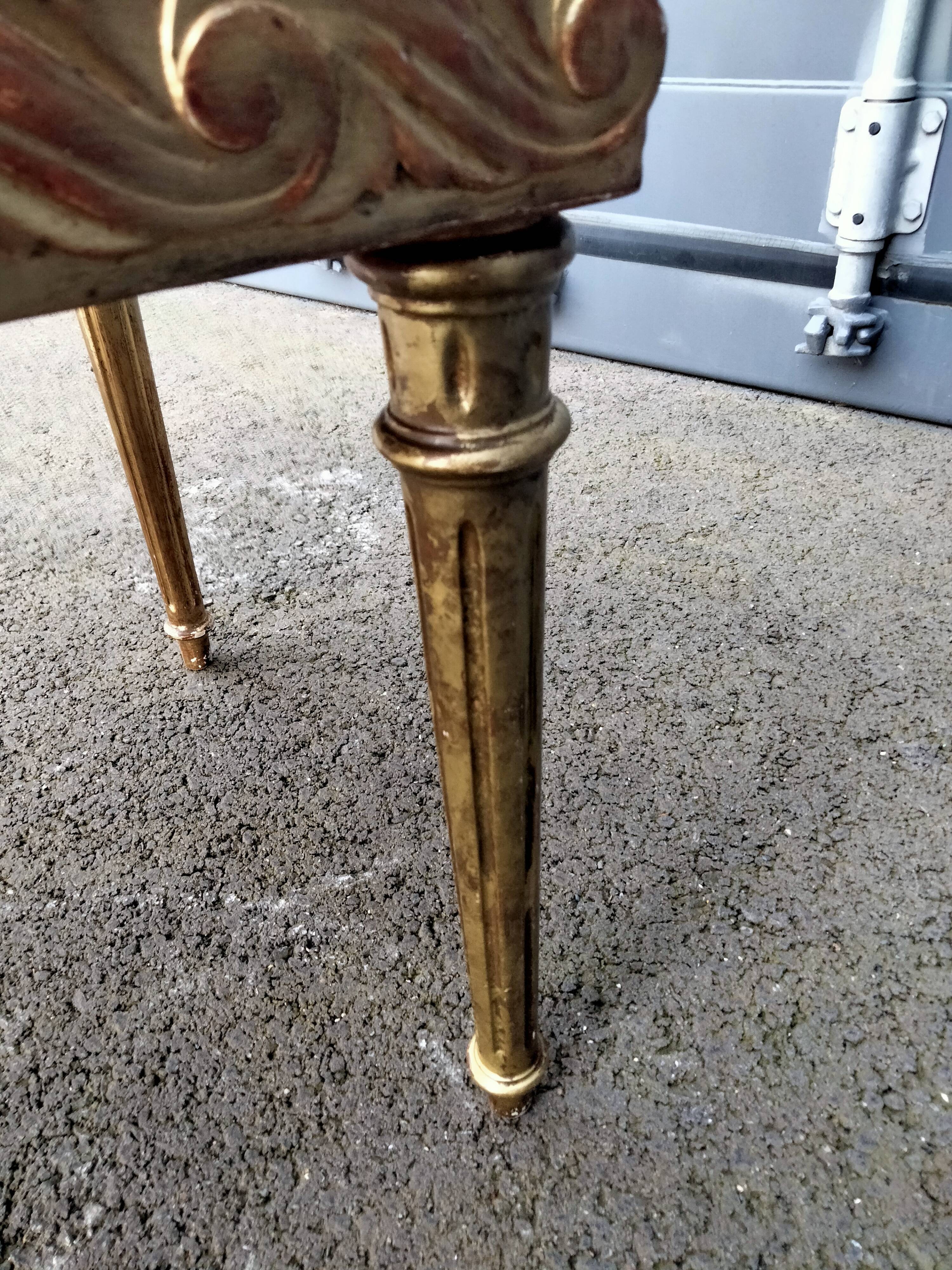 Coffee table gilded wood old marble top side table