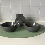Duo of 2 tea cups with the milk jug created by Pierre Casenove for Salins studio France 1980