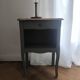 Louis XV bedside table revamped in solid oak and sage green/grey green.
