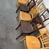 Set of 10 mismatched bistro chairs