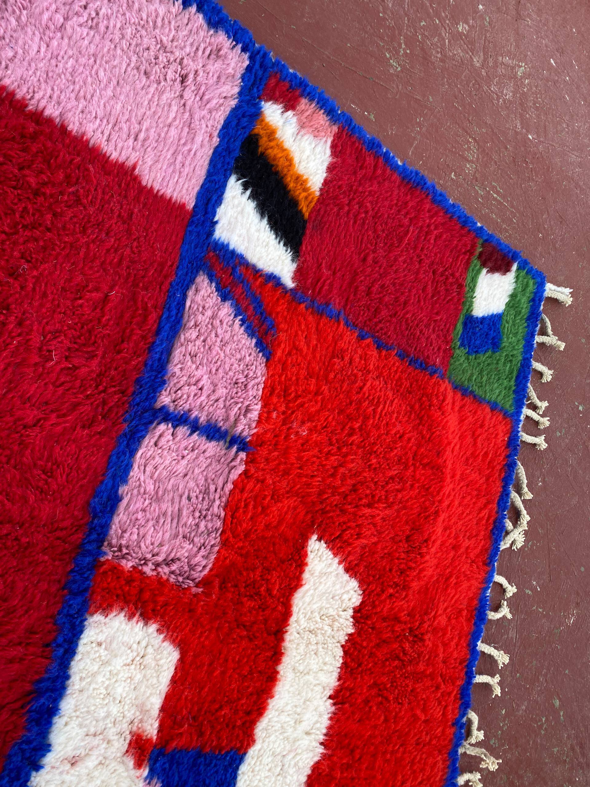 Contemporary Beni Ouarain Rug 300x200 cm – Multicoloured Abstract Patterns