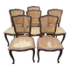 Serie de 6 chaises Louis XV bois et cannage