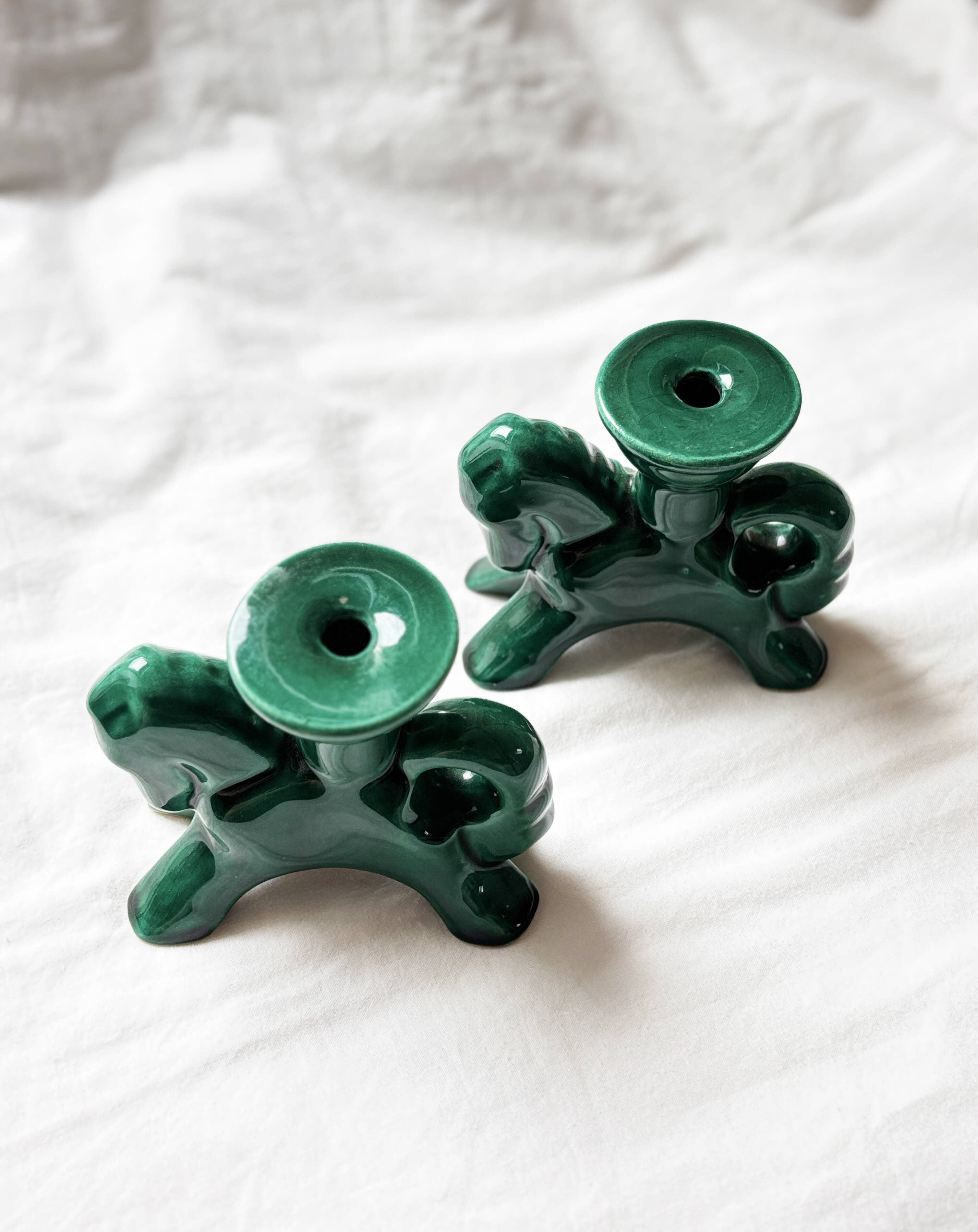 Pair of ceramic candlesticks