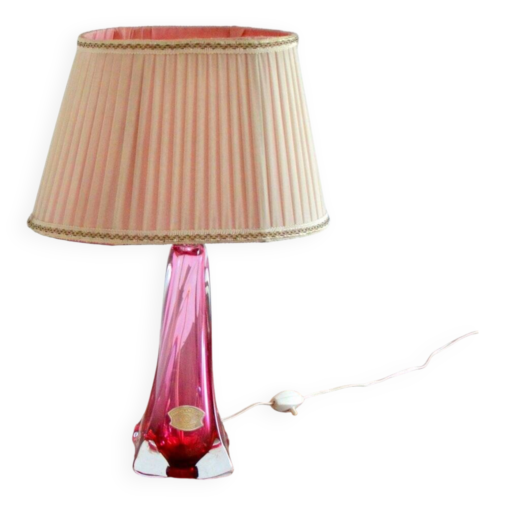 Val St-Lambert Belgium vintage crystal table lamp 1960s
